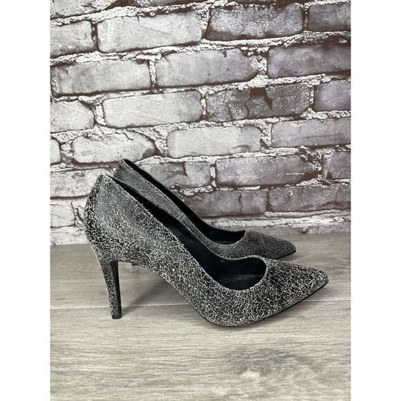 AllSaints Grey Leather Lena Pumps Stiletto Pointed Heels Women’s Sz 39EU/8.5M US - Picture 4 of 16